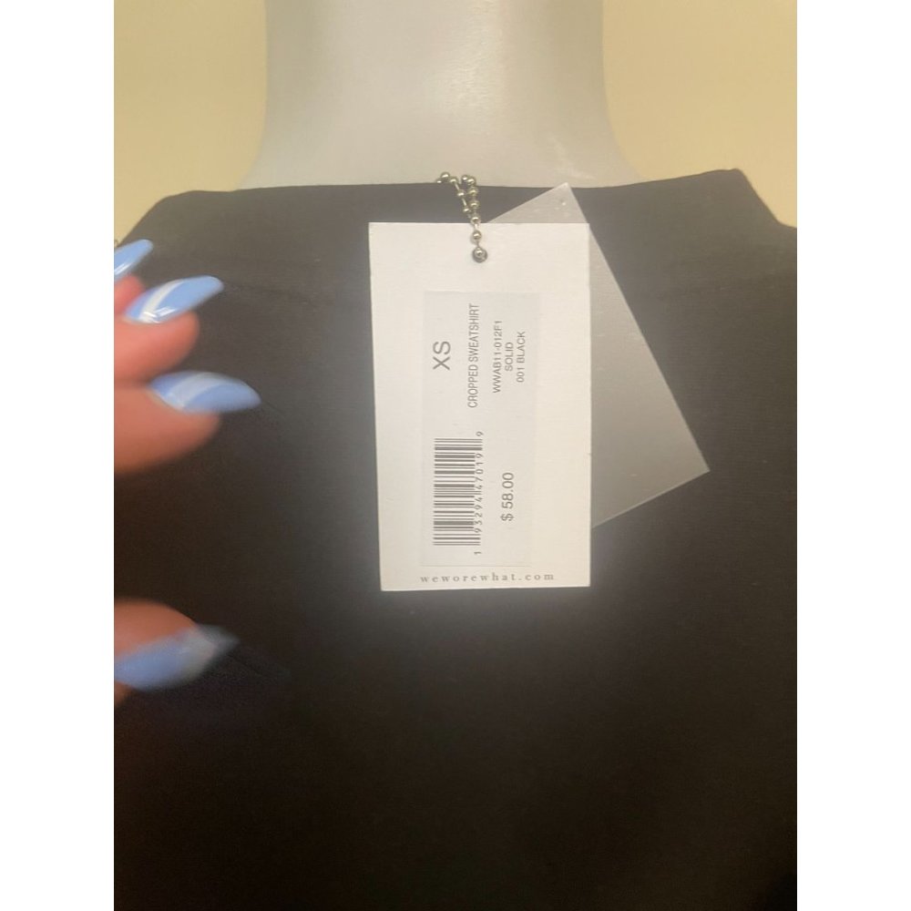 NWT WEWOREWHAT Cropped Sweatshirt - Black - Size XS - Picture 9 of 10